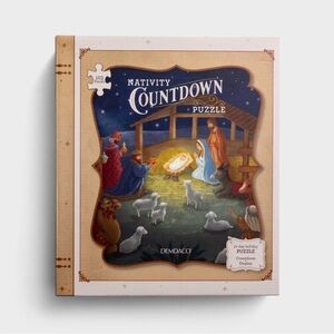 Demdaco Nativity Countdown Puzzle with Blue and Brown Tones